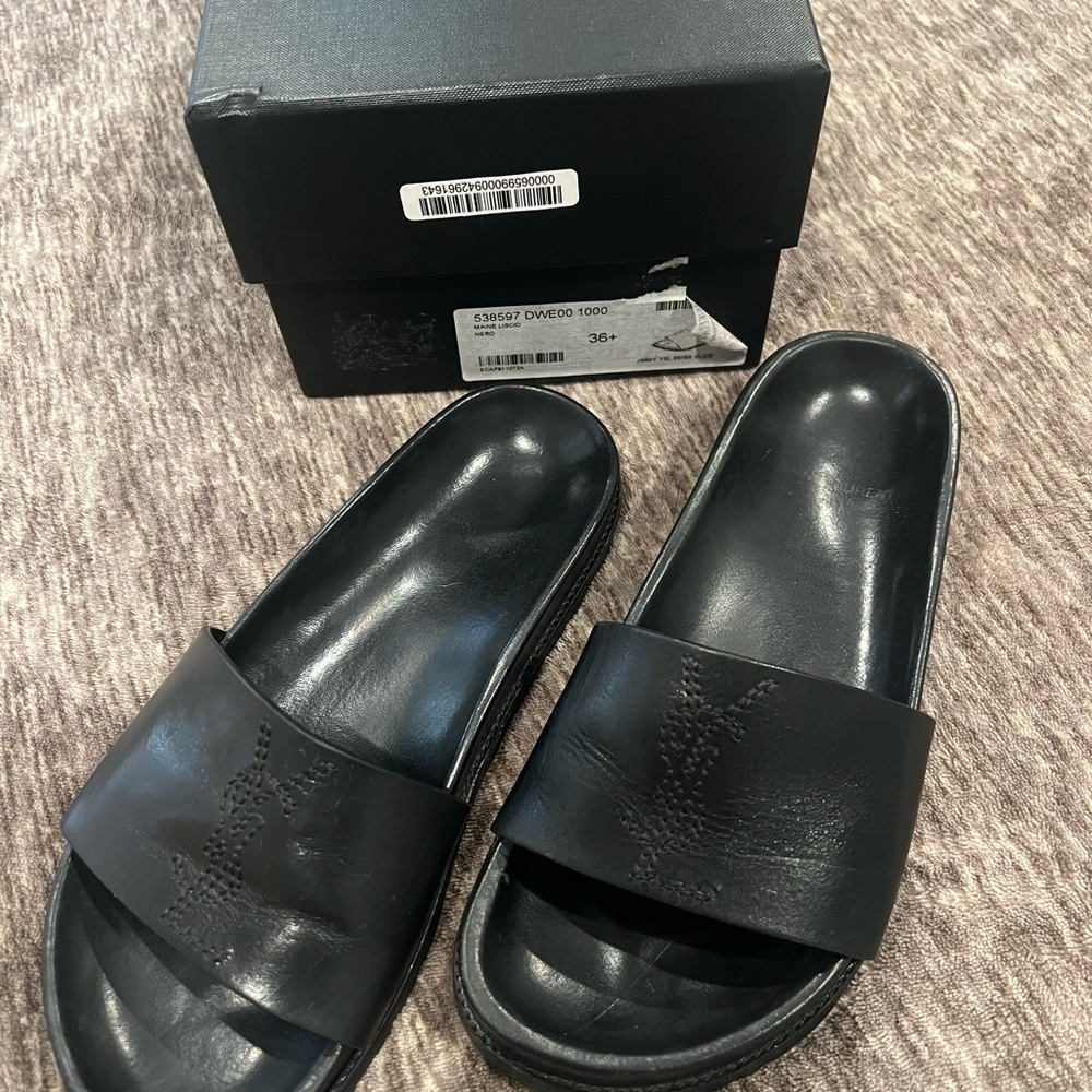 Yves Saint Laurent Black Slide Sandals